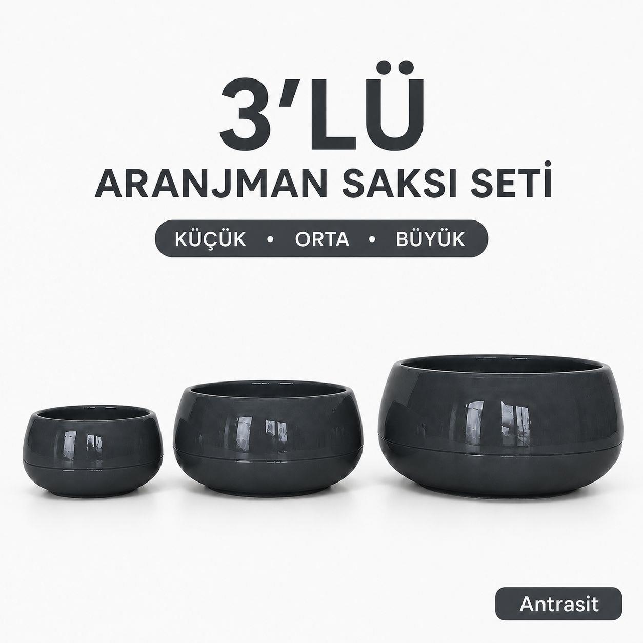 Plastik Aranjman Saksı Seti 3 Boy