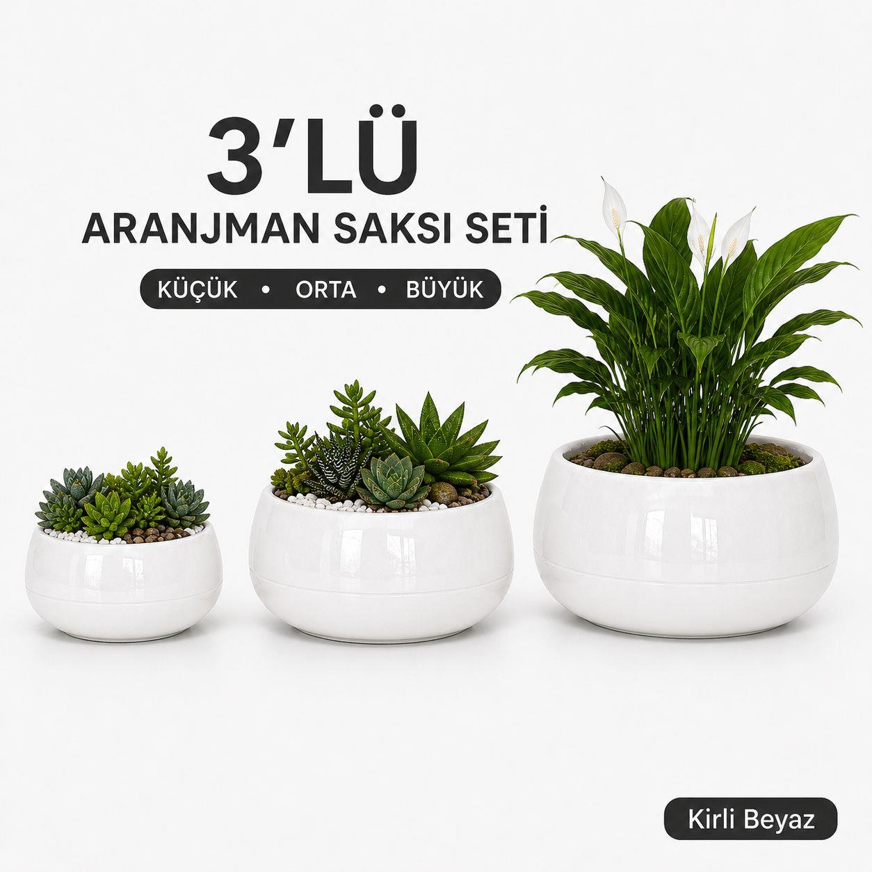 Plastik Aranjman Saksı Seti 3 Boy