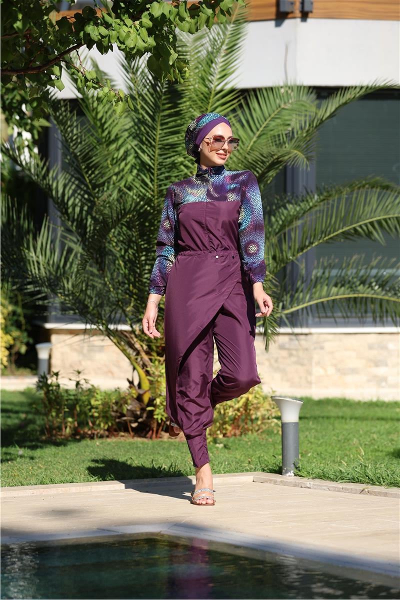 Boncuk Model Allerli Tasarım Tesettür Tulum Mayo | NS Tasarim