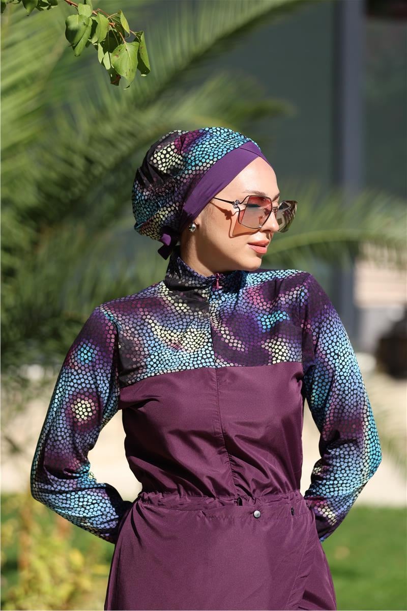 Boncuk Model Allerli Tasarım Tesettür Tulum Mayo | NS Tasarim