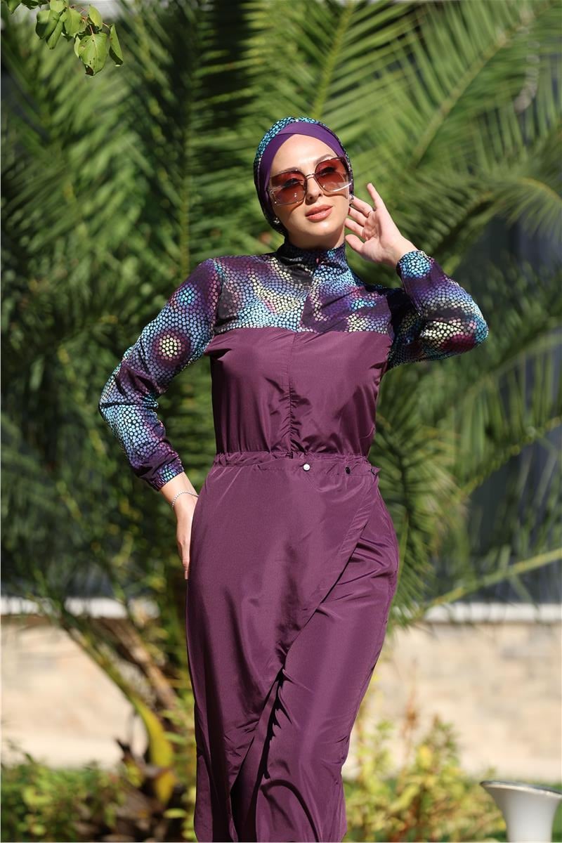 Boncuk Model Allerli Tasarım Tesettür Tulum Mayo | NS Tasarim