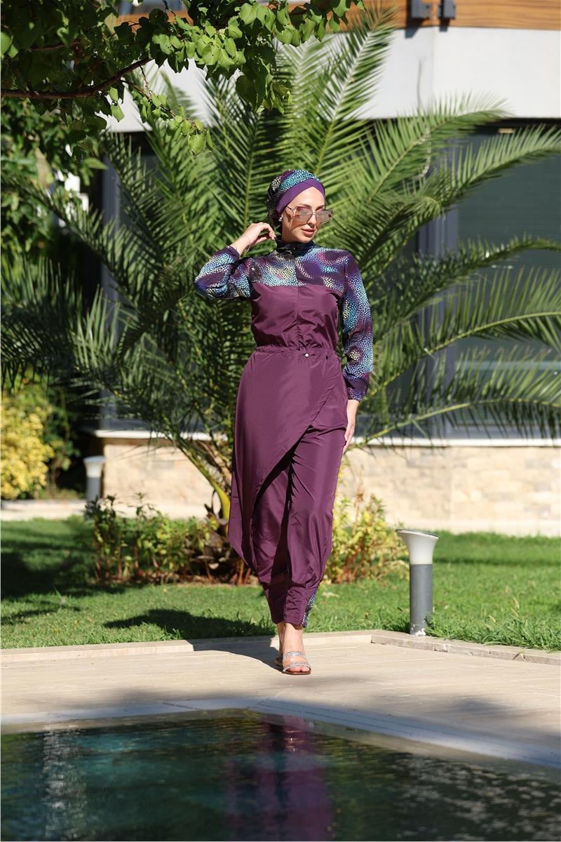 Boncuk Model Allerli Tasarım Tesettür Tulum Mayo | NS Tasarim