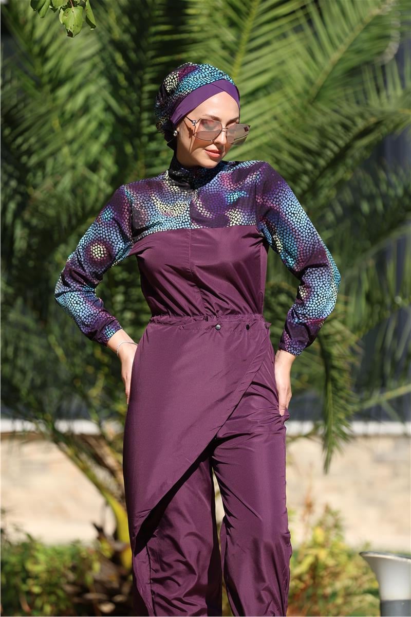 Boncuk Model Allerli Tasarım Tesettür Tulum Mayo | NS Tasarim