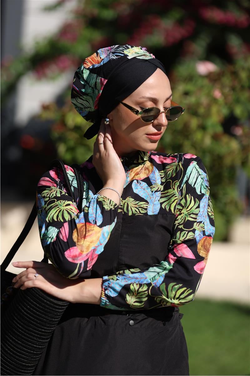 Botanik Model Allerli Tasarım Tesettür Tulum Mayo | NS Tasarim