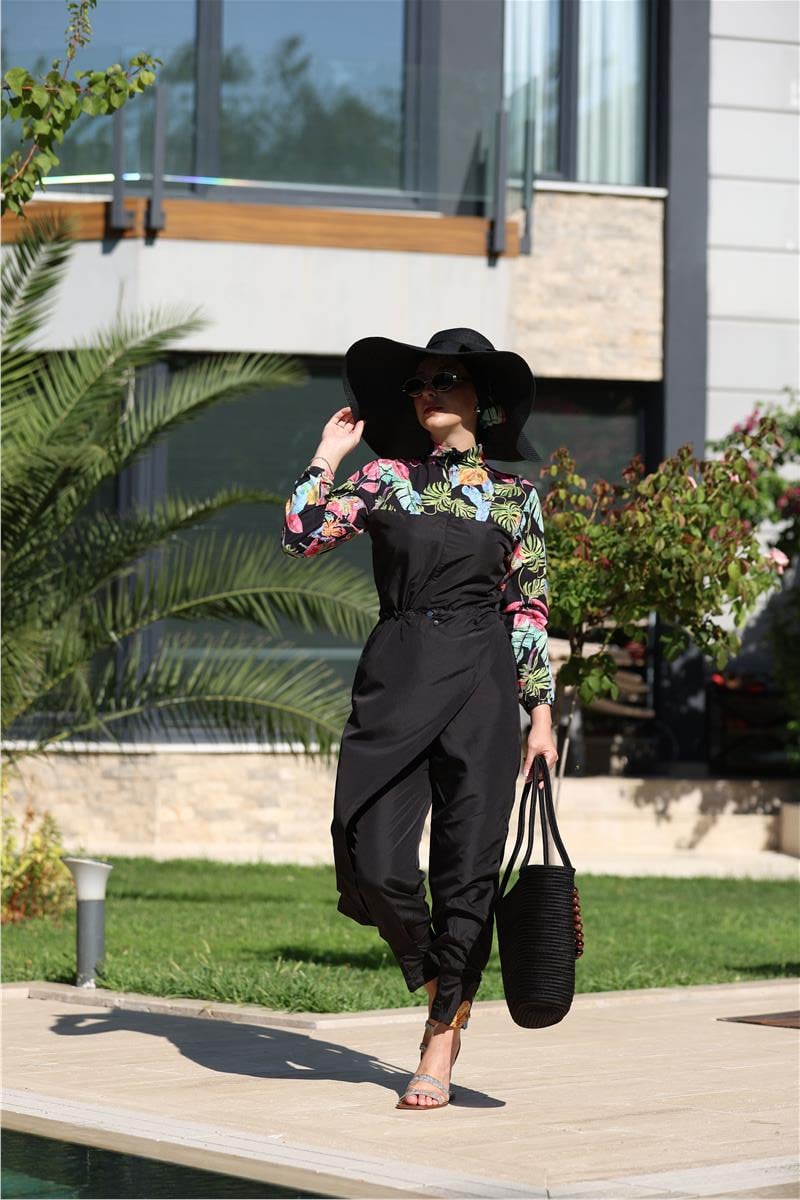 Botanik Model Allerli Tasarım Tesettür Tulum Mayo | NS Tasarim