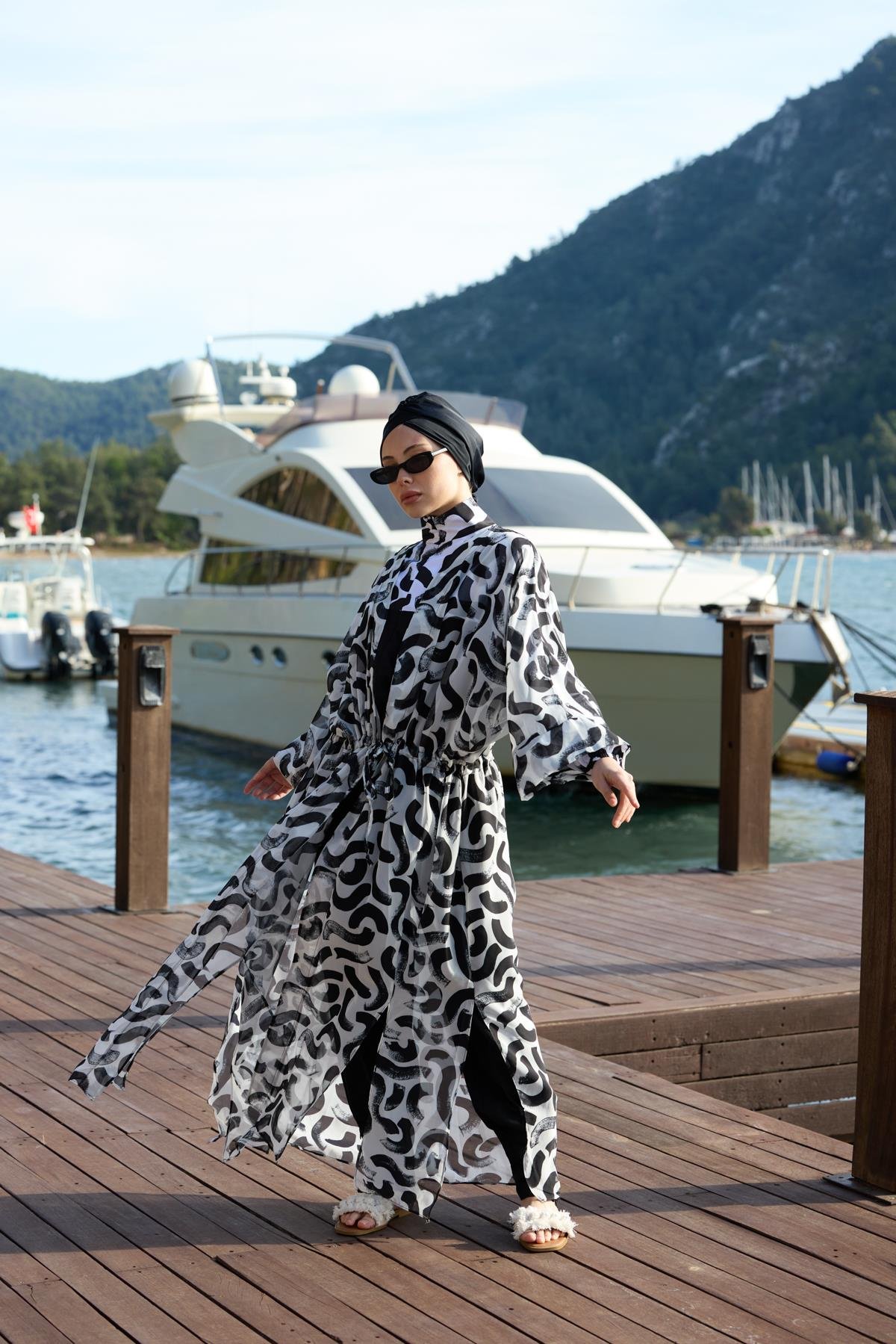 Bukle Desen Beli Bağcıklı Tasarım Tesettür Pareo | Markasız