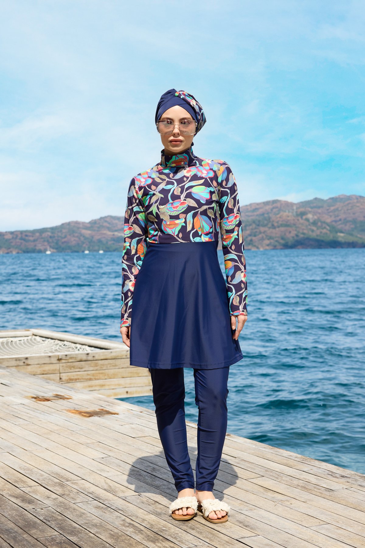 Ebru Model Lycralı Tasarım Tesettür İkili Mayo Takım | Markasız