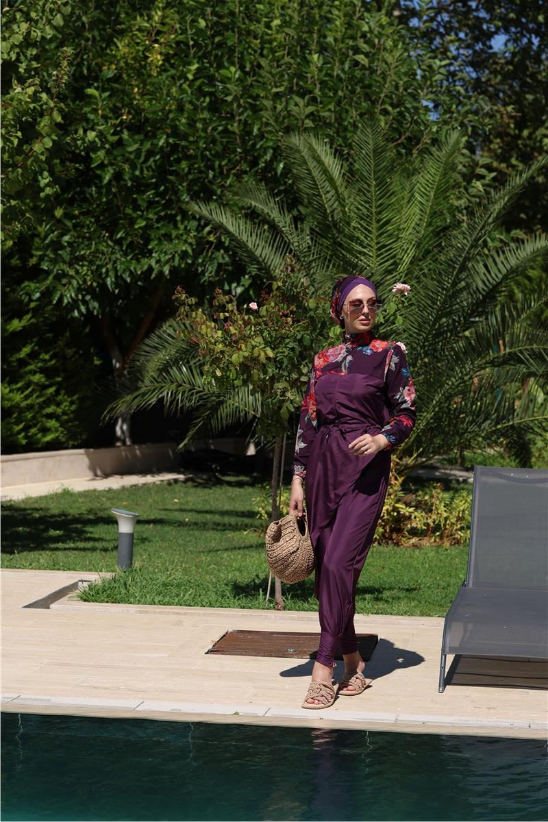 Etnik Model Allerli Tasarım Tesettür Tulum Mayo | NS Tasarim