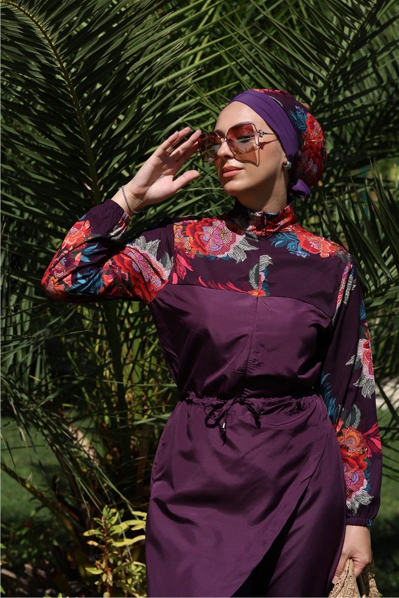 Etnik Model Allerli Tasarım Tesettür Tulum Mayo | NS Tasarim