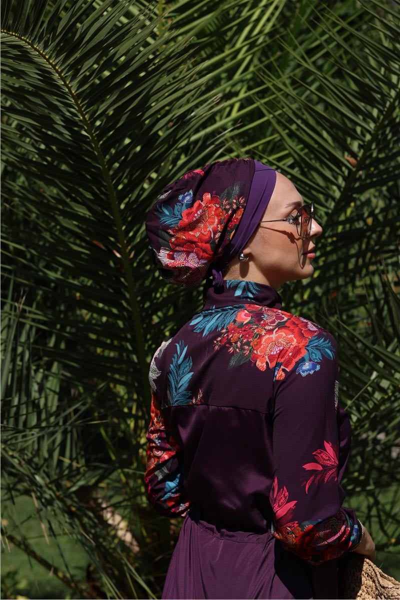 Etnik Model Allerli Tasarım Tesettür Tulum Mayo | NS Tasarim