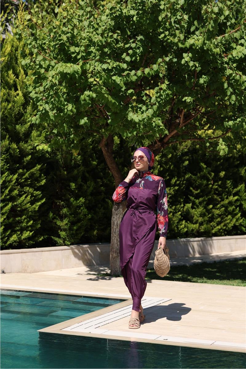 Etnik Model Allerli Tasarım Tesettür Tulum Mayo | NS Tasarim