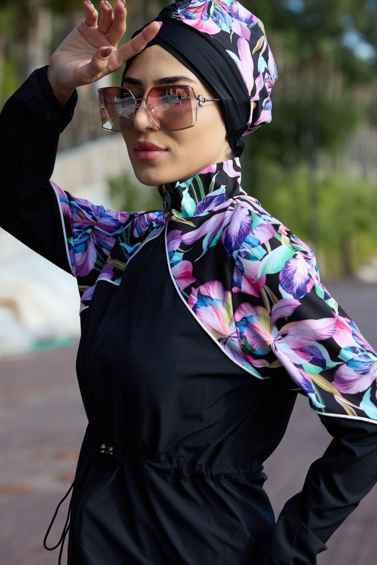 Lilya Desen Spor Lycralı Tasarım Tesettür İkili Mayo Takım | Markasız