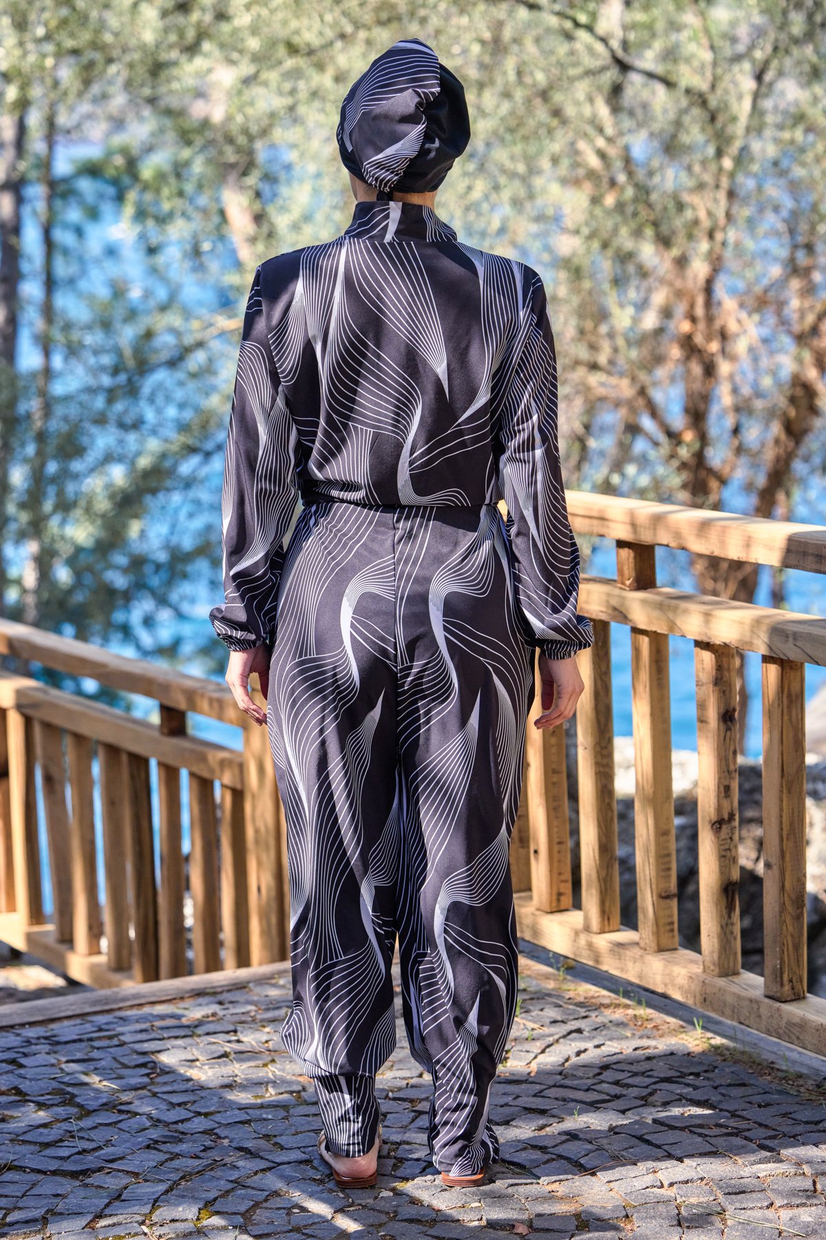 Luna Model Lycralı Tasarım Tesettür Tulum Mayo | Markasız