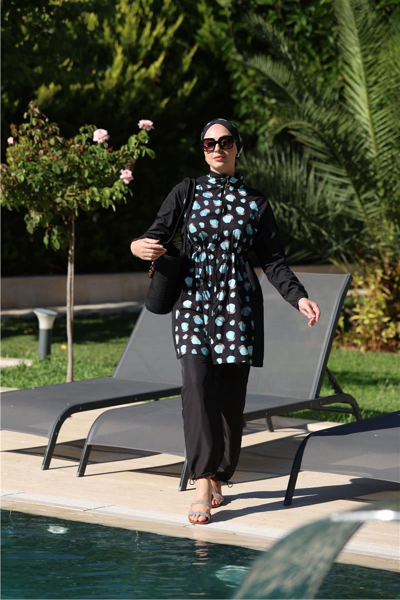 Marina Desen Spor Lycralı Tasarım Tesettür İkili Mayo Takım | NS Tasarim