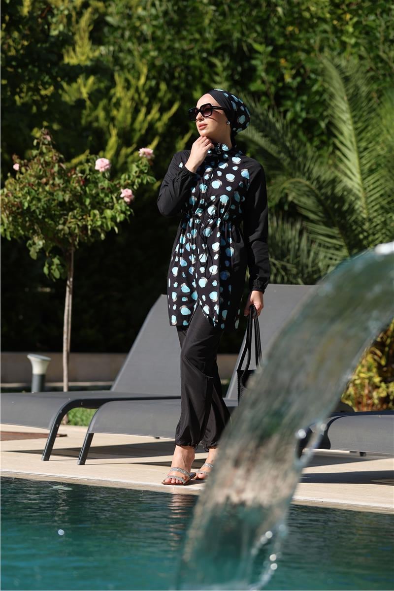 Marina Desen Spor Lycralı Tasarım Tesettür İkili Mayo Takım | NS Tasarim