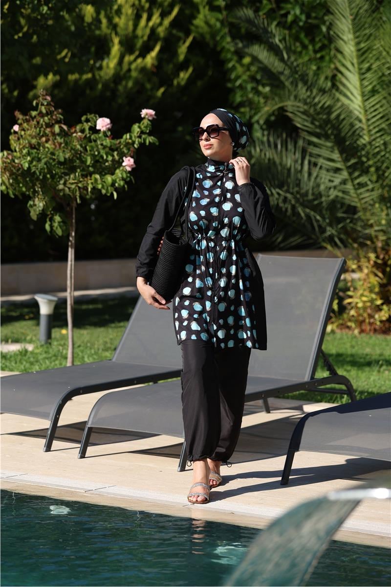 Marina Desen Spor Lycralı Tasarım Tesettür İkili Mayo Takım | NS Tasarim