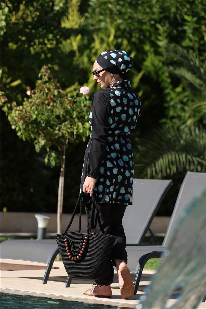 Marina Desen Spor Lycralı Tasarım Tesettür İkili Mayo Takım | NS Tasarim