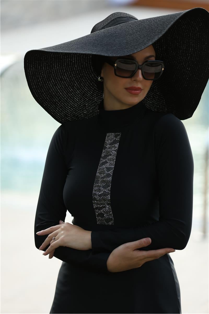 Mira Model Taş Şeritli Lyrcalı Tasarım Tesettür İkili Mayo Takım | NS Tasarim