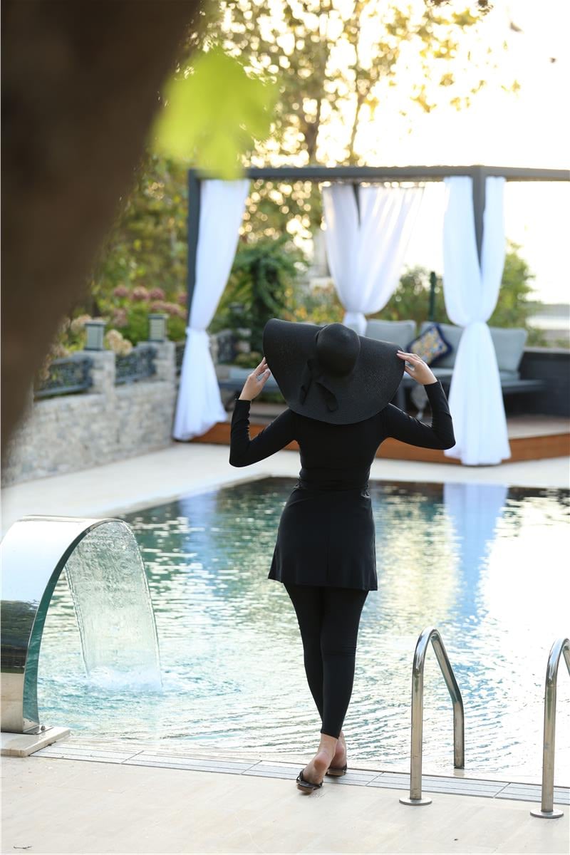 Mira Model Taş Şeritli Lyrcalı Tasarım Tesettür İkili Mayo Takım | NS Tasarim