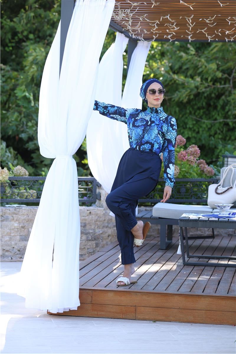 Okyanus Model Allerli Tasarım Tesettür Tulum Mayo | NS Tasarim