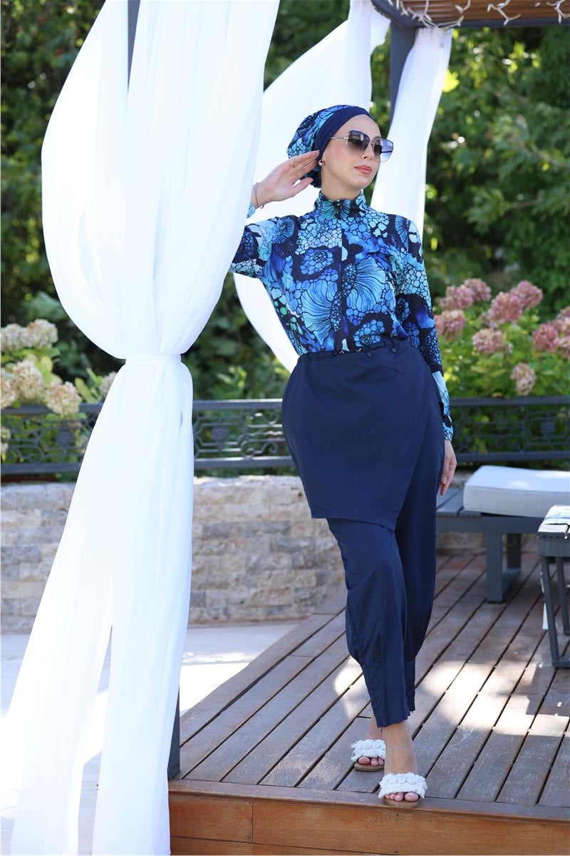 Okyanus Model Allerli Tasarım Tesettür Tulum Mayo | NS Tasarim