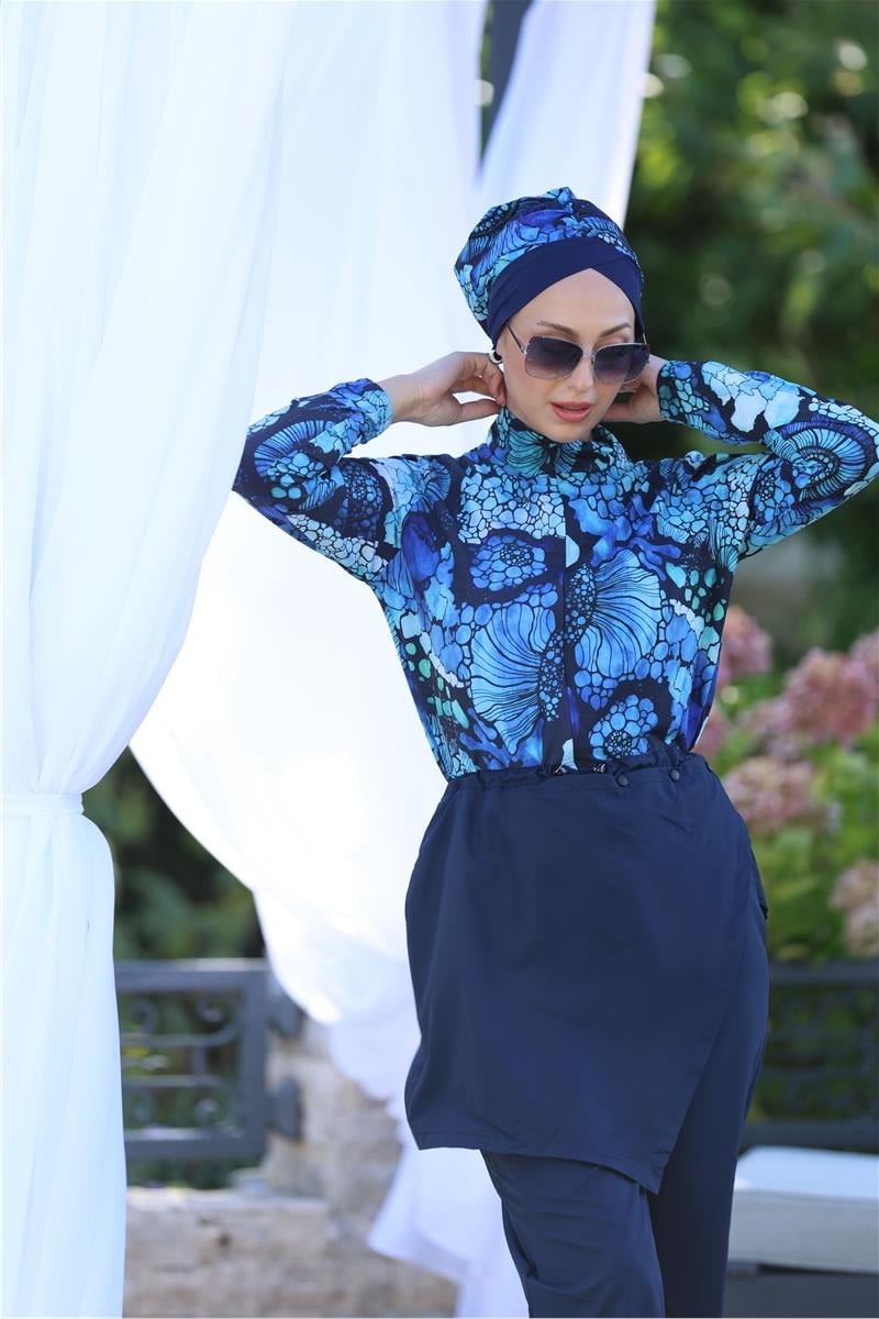 Okyanus Model Allerli Tasarım Tesettür Tulum Mayo | NS Tasarim