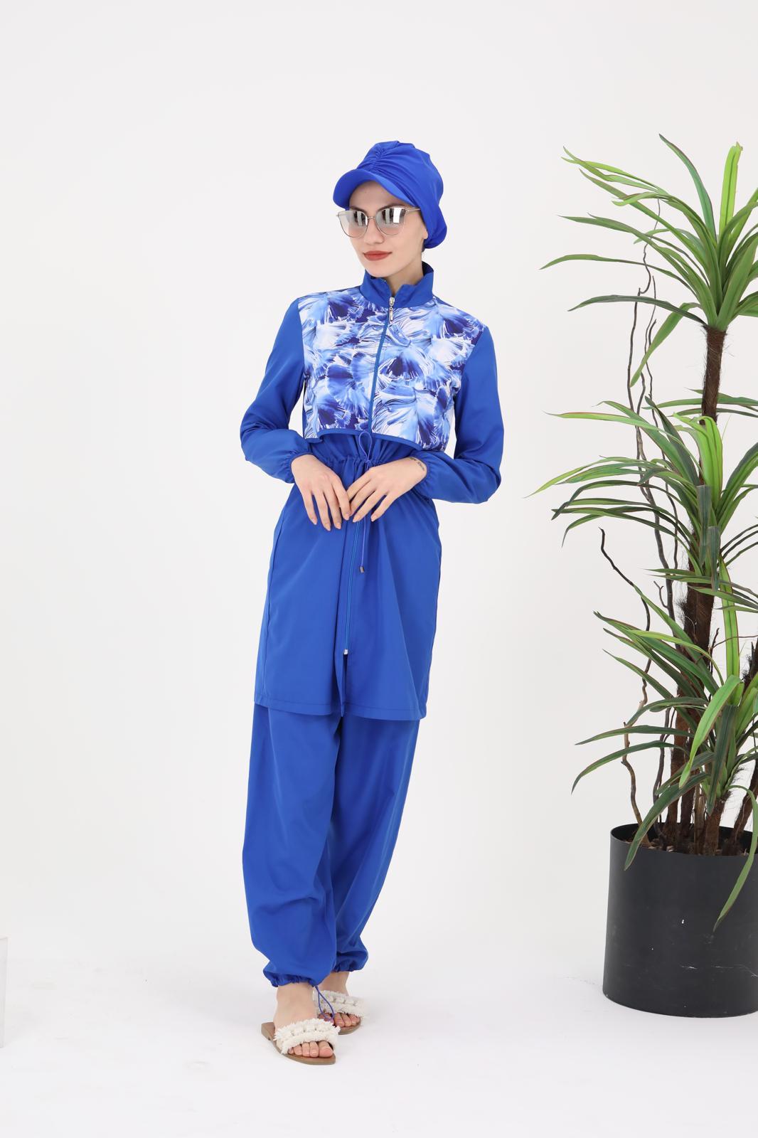 Sabrina Mavi Tasarım Tesettür İkili Takım Mayo | NS Tasarim