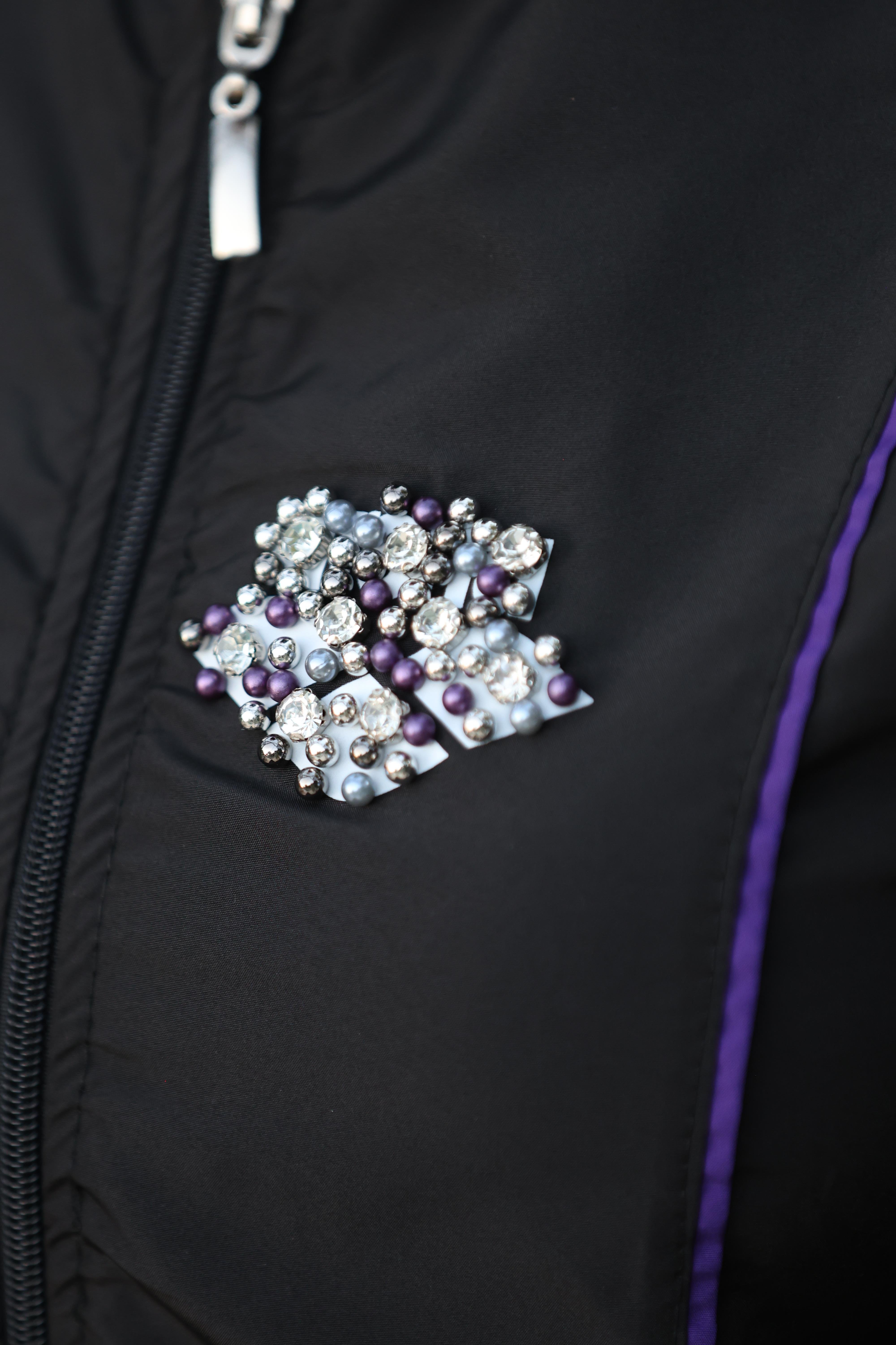 Vera Model Mor Şeritli Taş Detaylı Tasarım Tesettür İkili Mayo Takım | NS Tasarim