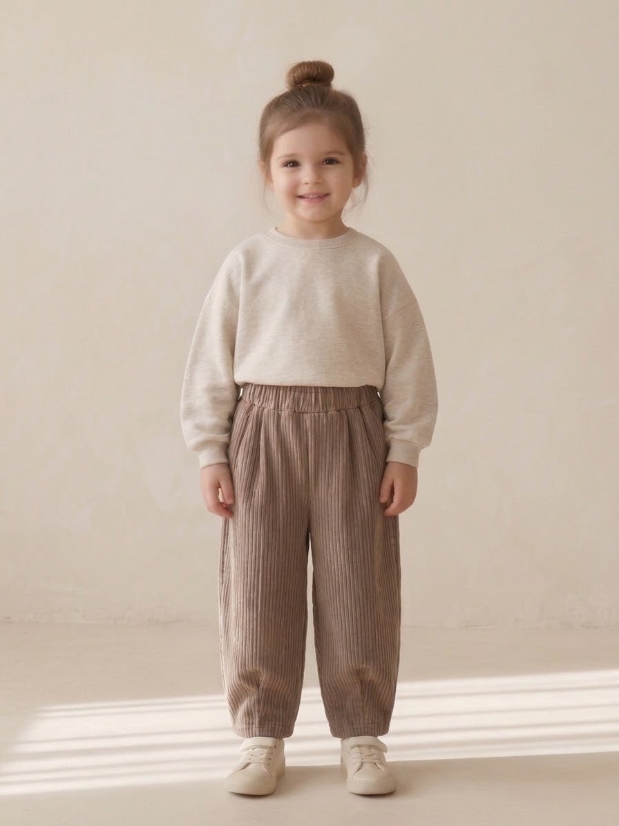 BEJ UNiSEX Yumuşak Dokulu Rahat Kesim Fitilli Kadife Balon Pantolon