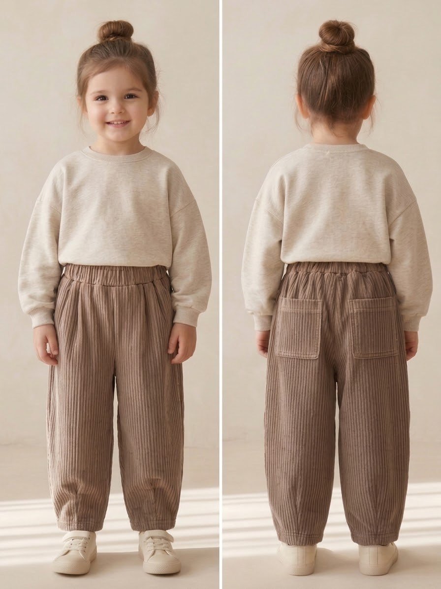 BEJ UNiSEX Yumuşak Dokulu Rahat Kesim Fitilli Kadife Balon Pantolon