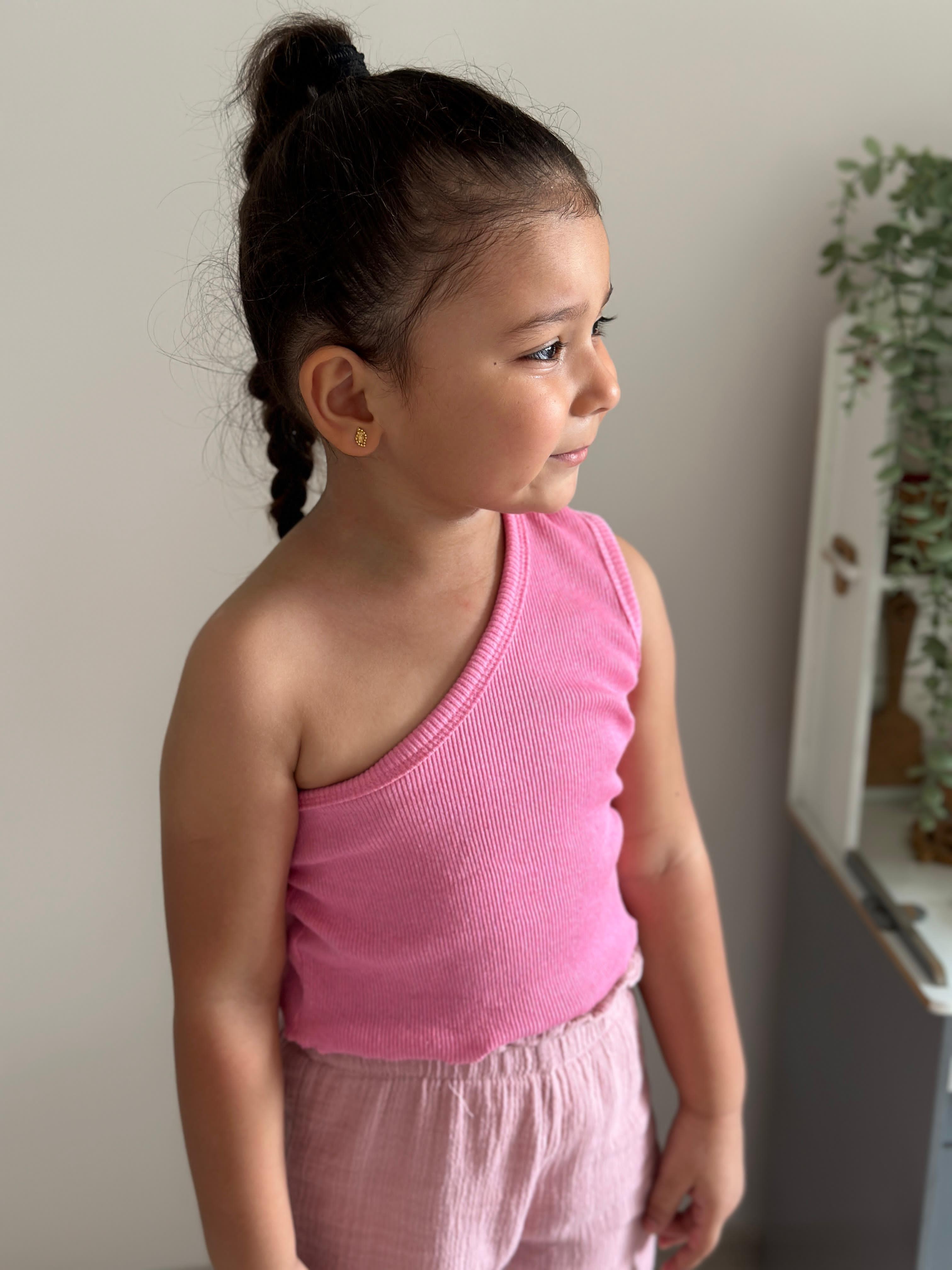 PEMBE RİBANA TEK KOL CROP