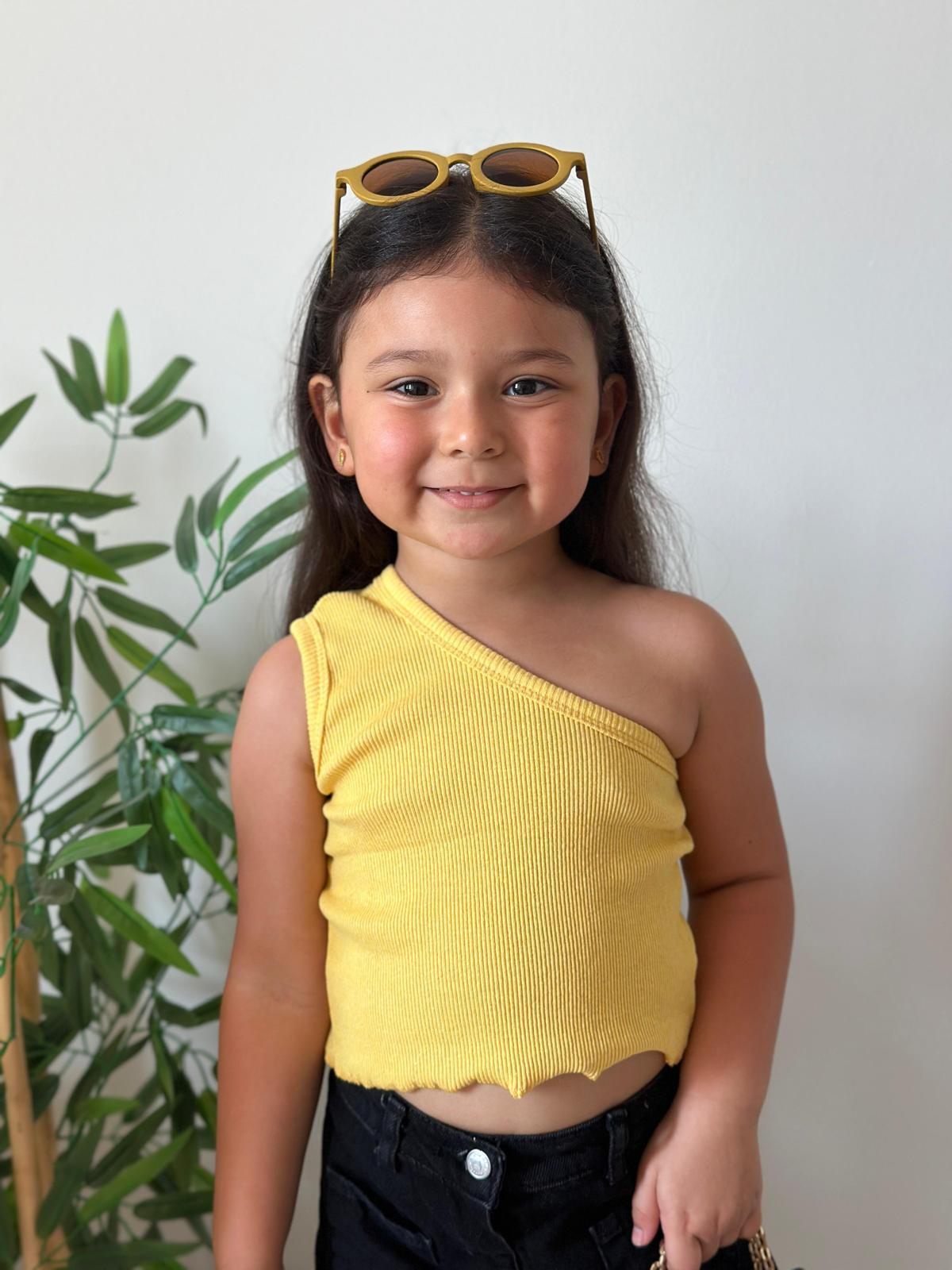 SARI RİBANA TEK KOL CROP