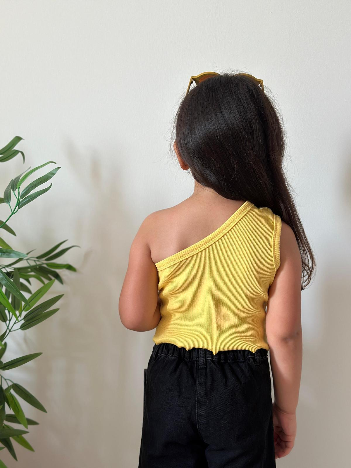 SARI RİBANA TEK KOL CROP
