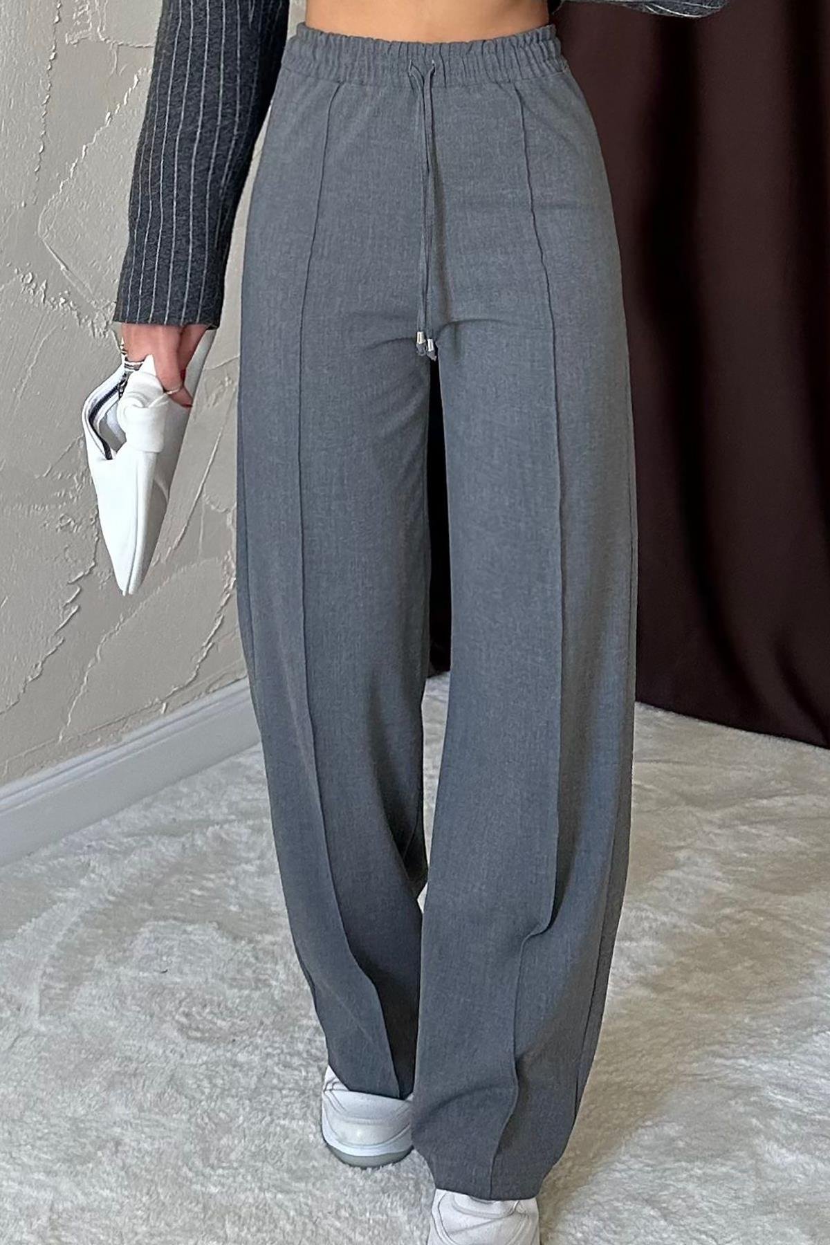 Toptan Antrasit Bel Büzgülü Pantolon