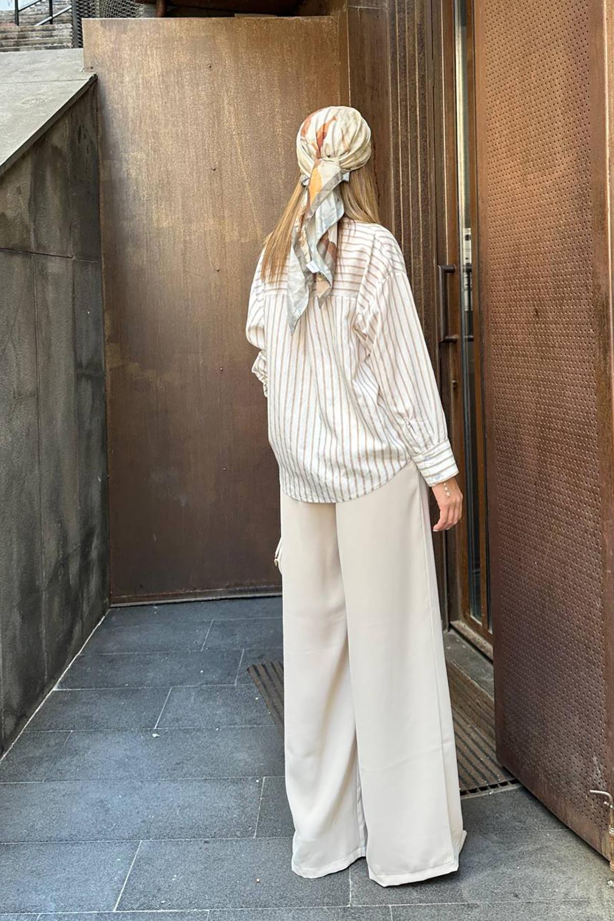 Wholesale Beige Striped Shirt