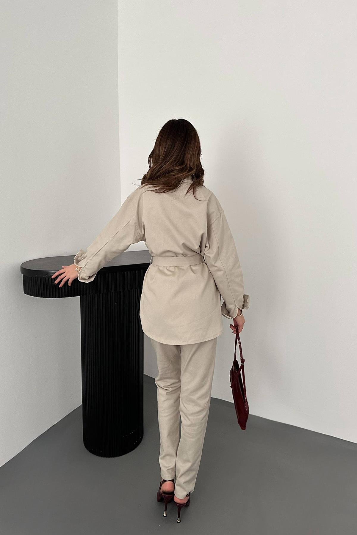 Toptan Bej Gabardin Takım