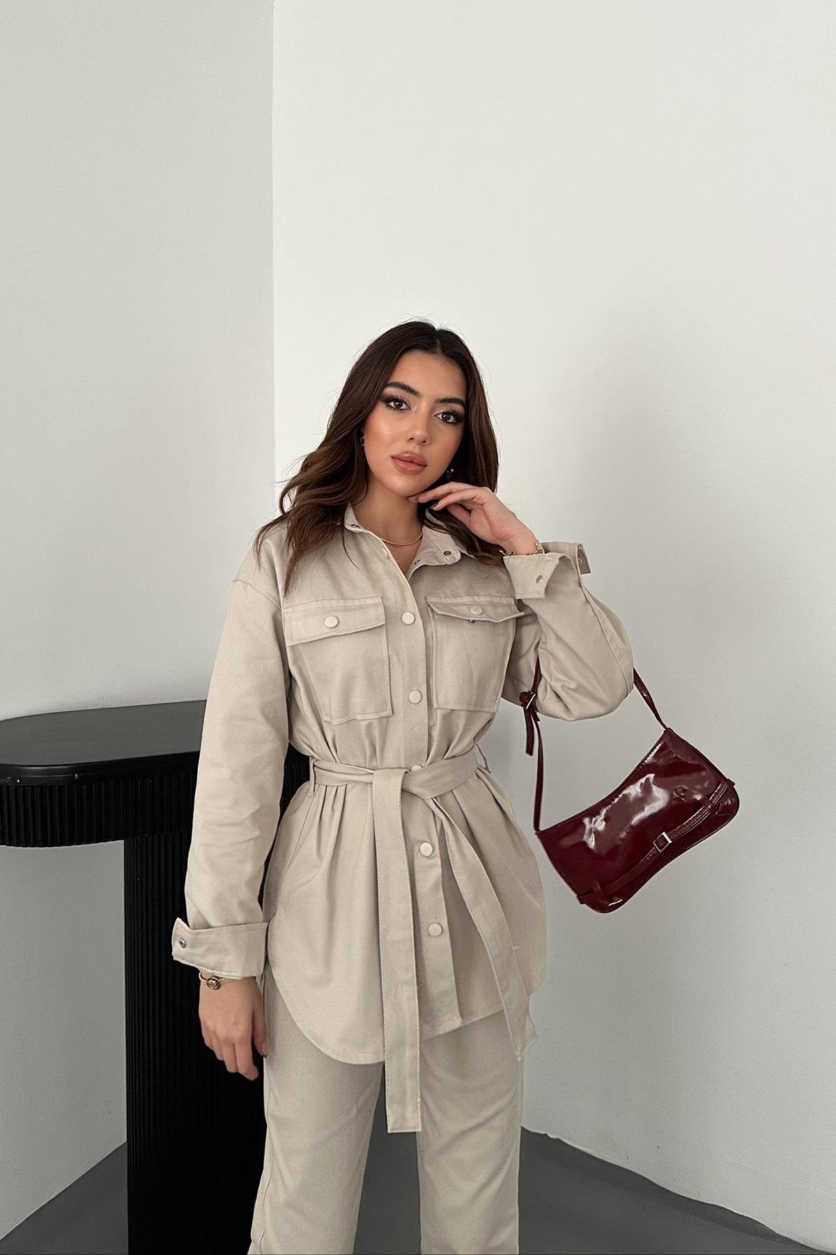 Toptan Bej Gabardin Takım