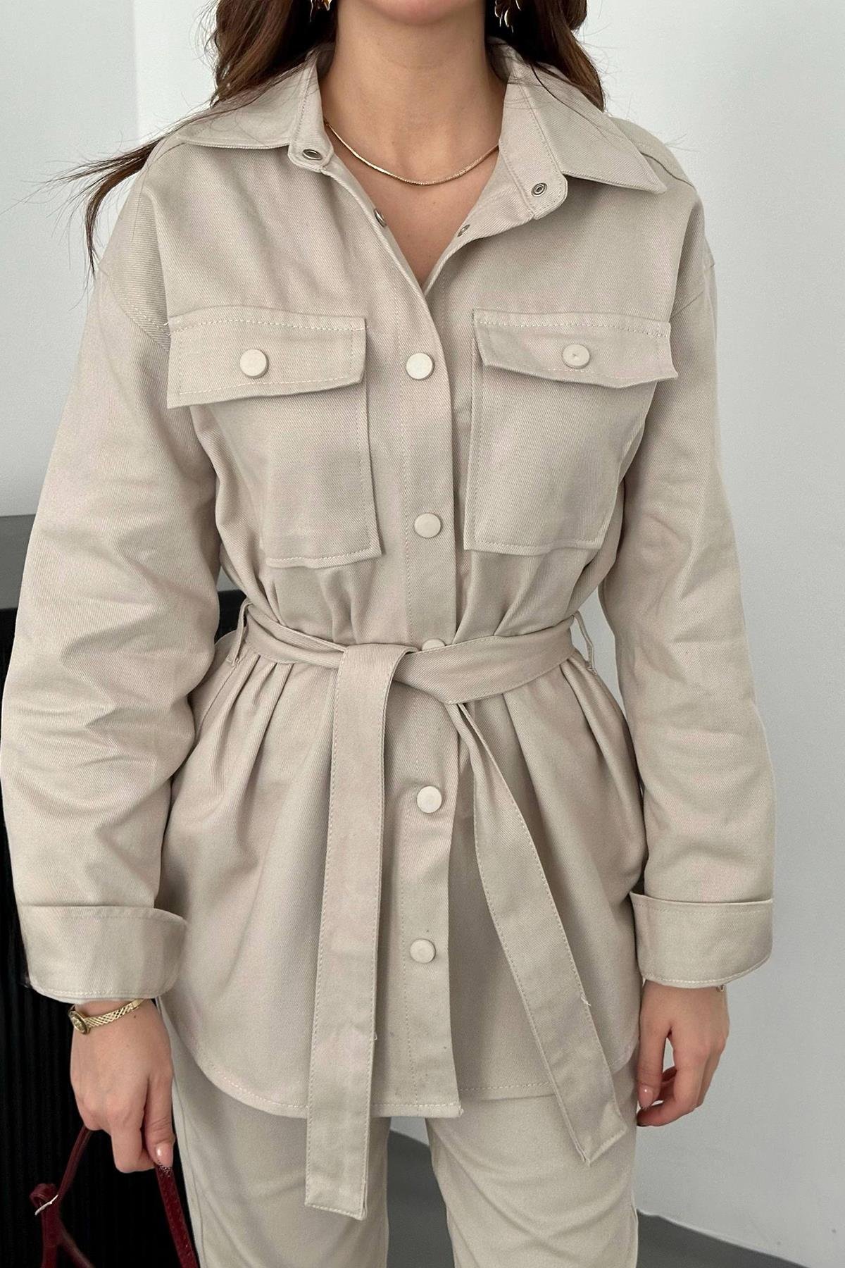 Toptan Bej Gabardin Takım