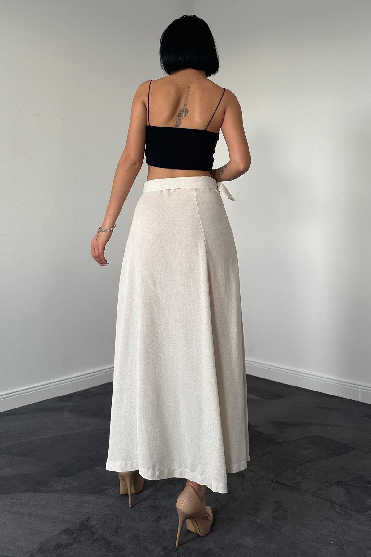 Toptan Bej Kemerli Etek