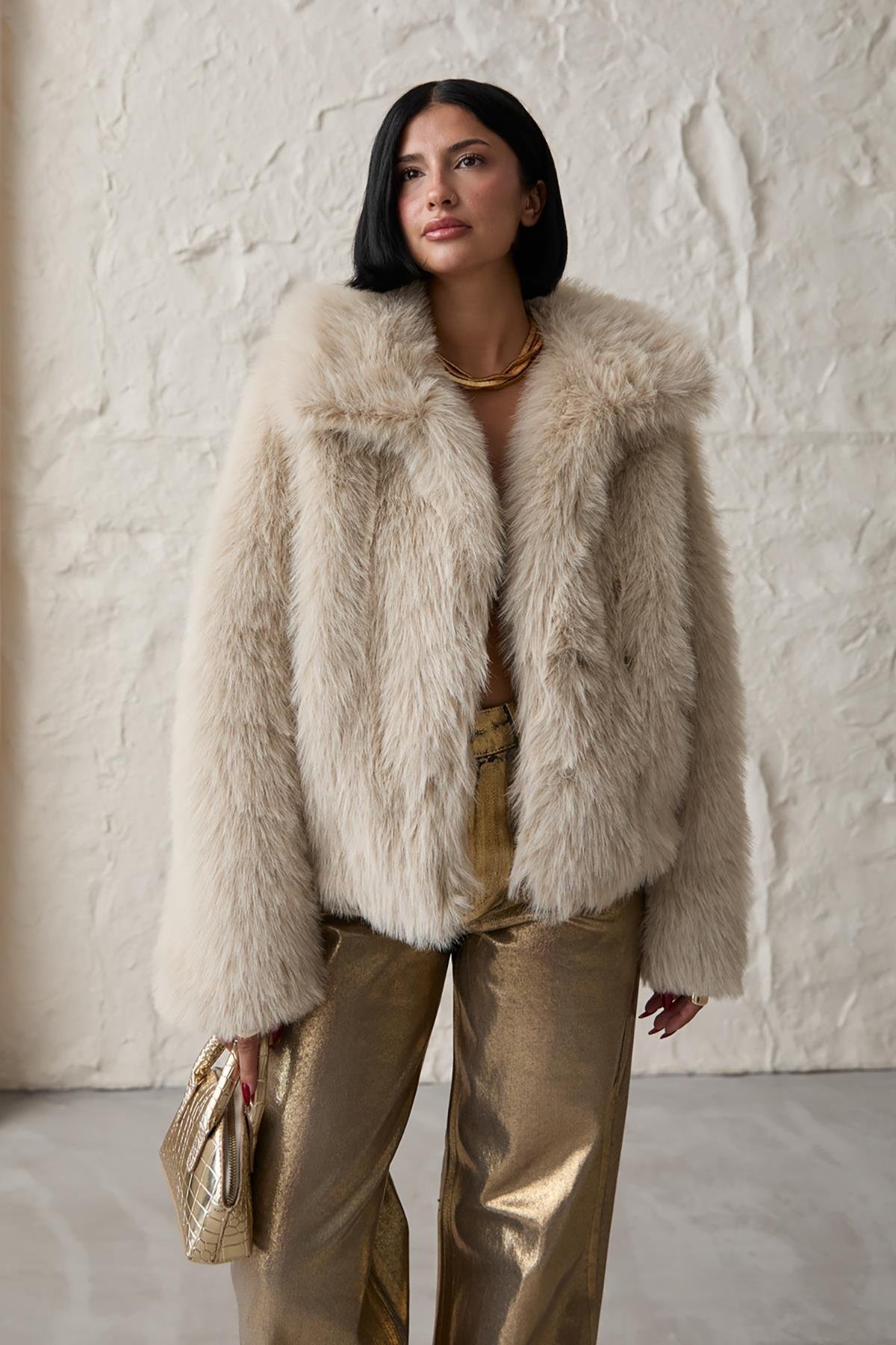 Wholesale Beige Fur Short Coat