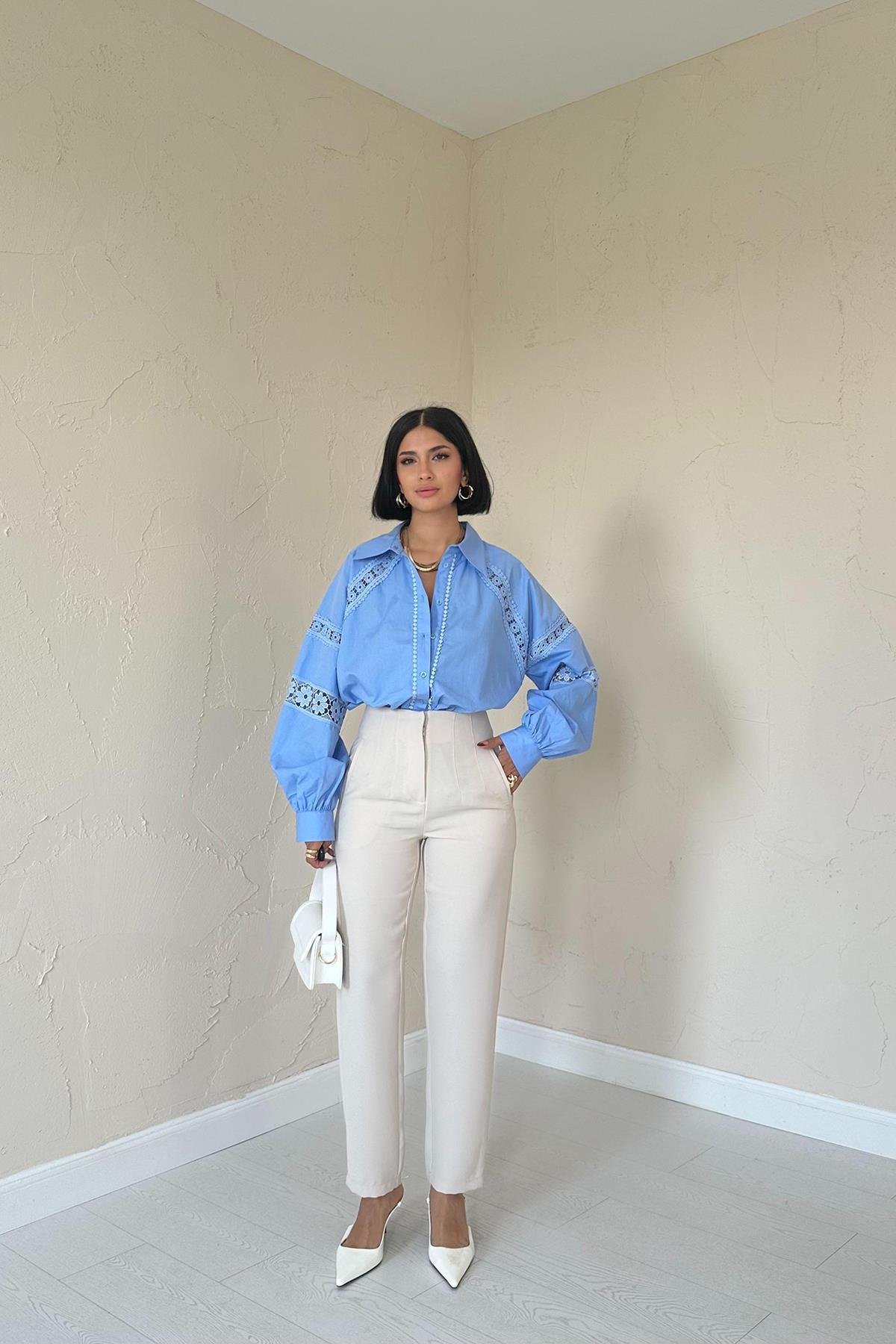 Toptan Bej Pensli ve Dar Paça Pantolon