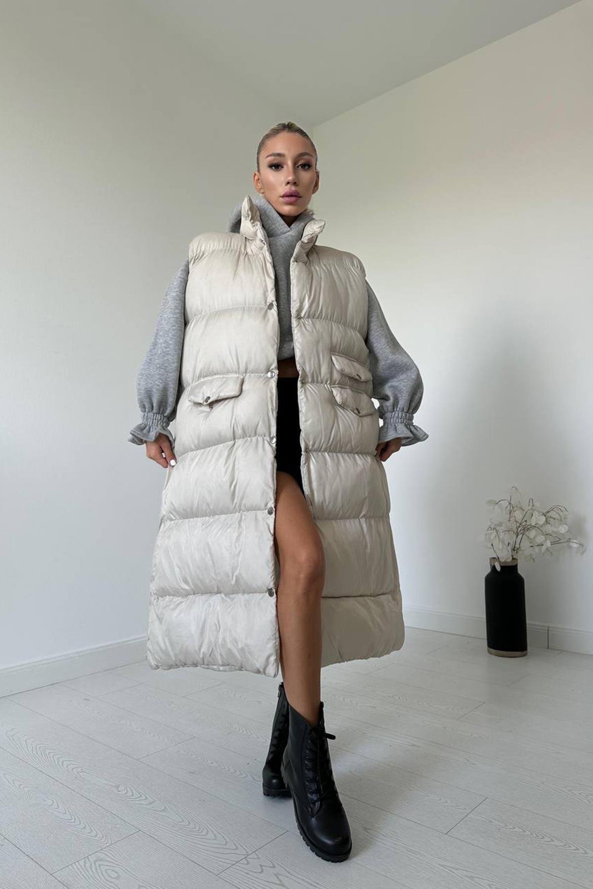 Toptan Bej Şişme Yelek