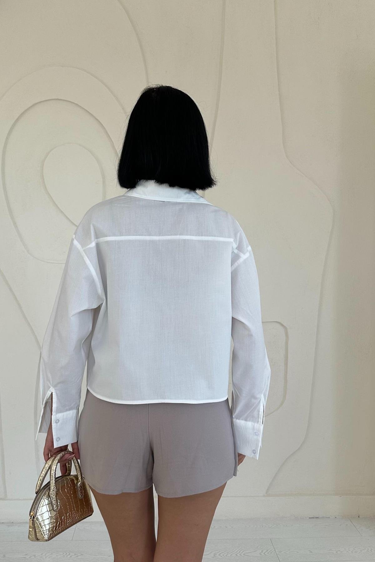 White Fleto Pocket Poplin Shirt