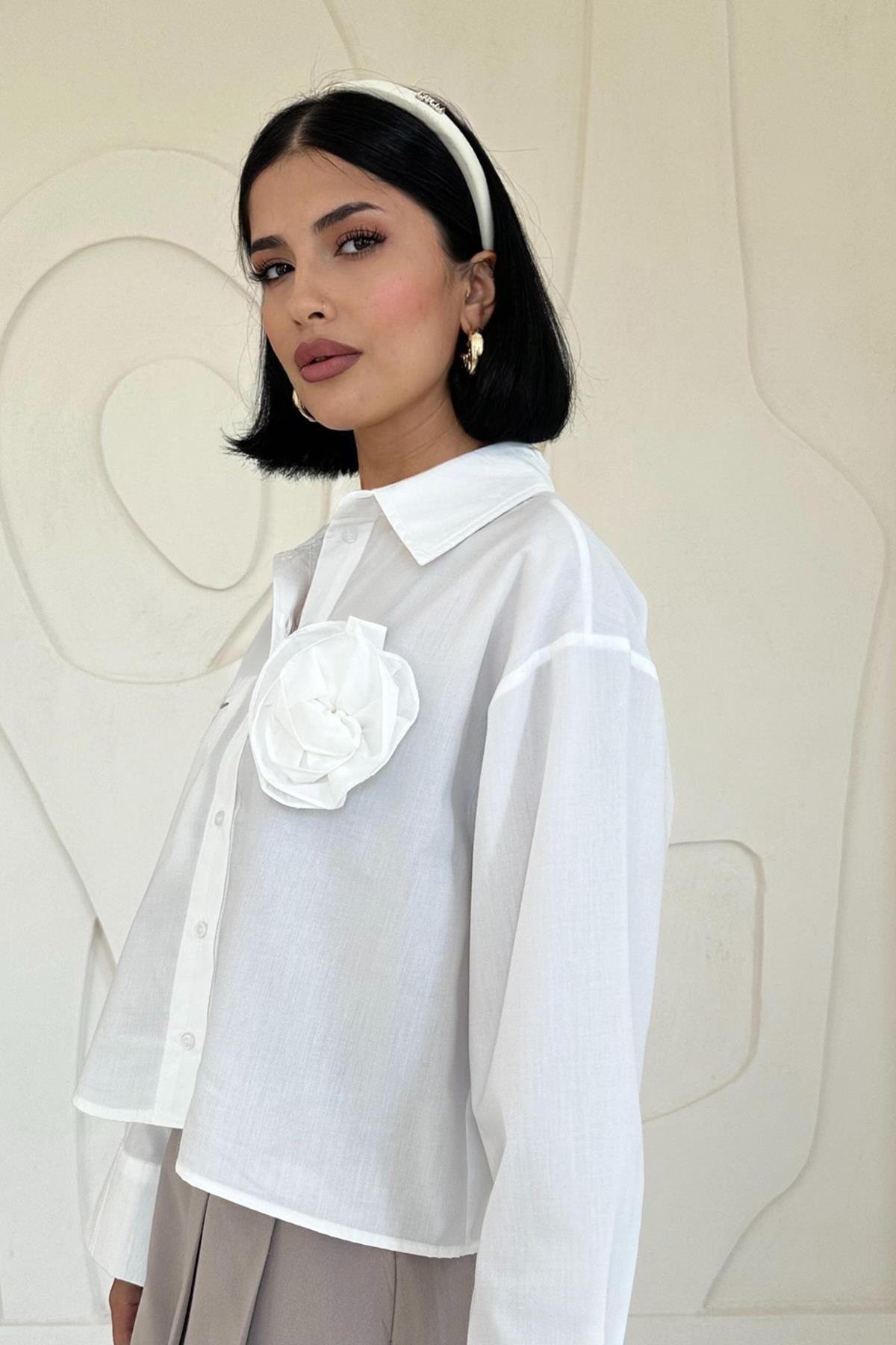 White Fleto Pocket Poplin Shirt