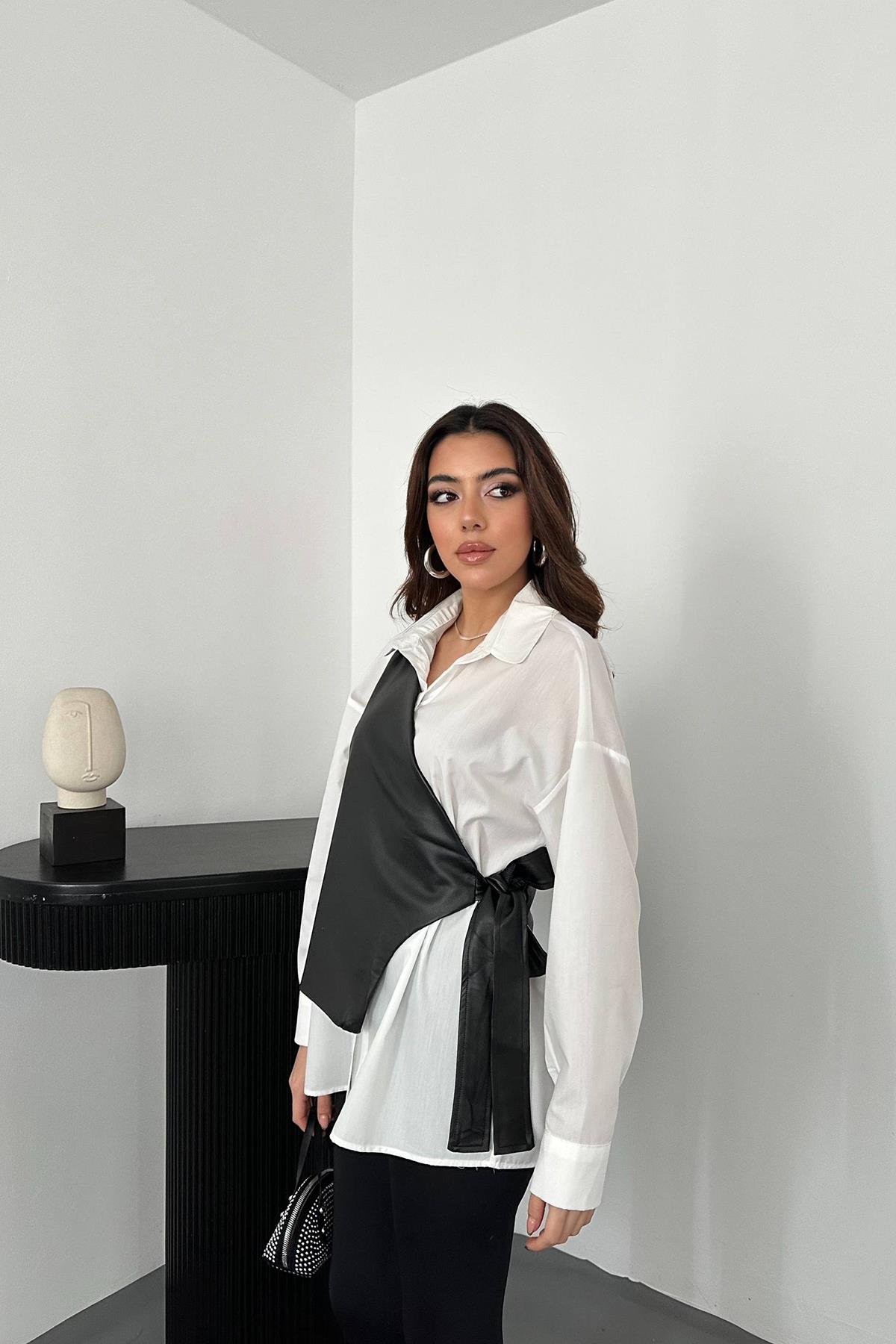 Wholesale White Side Tie Vest Shirt