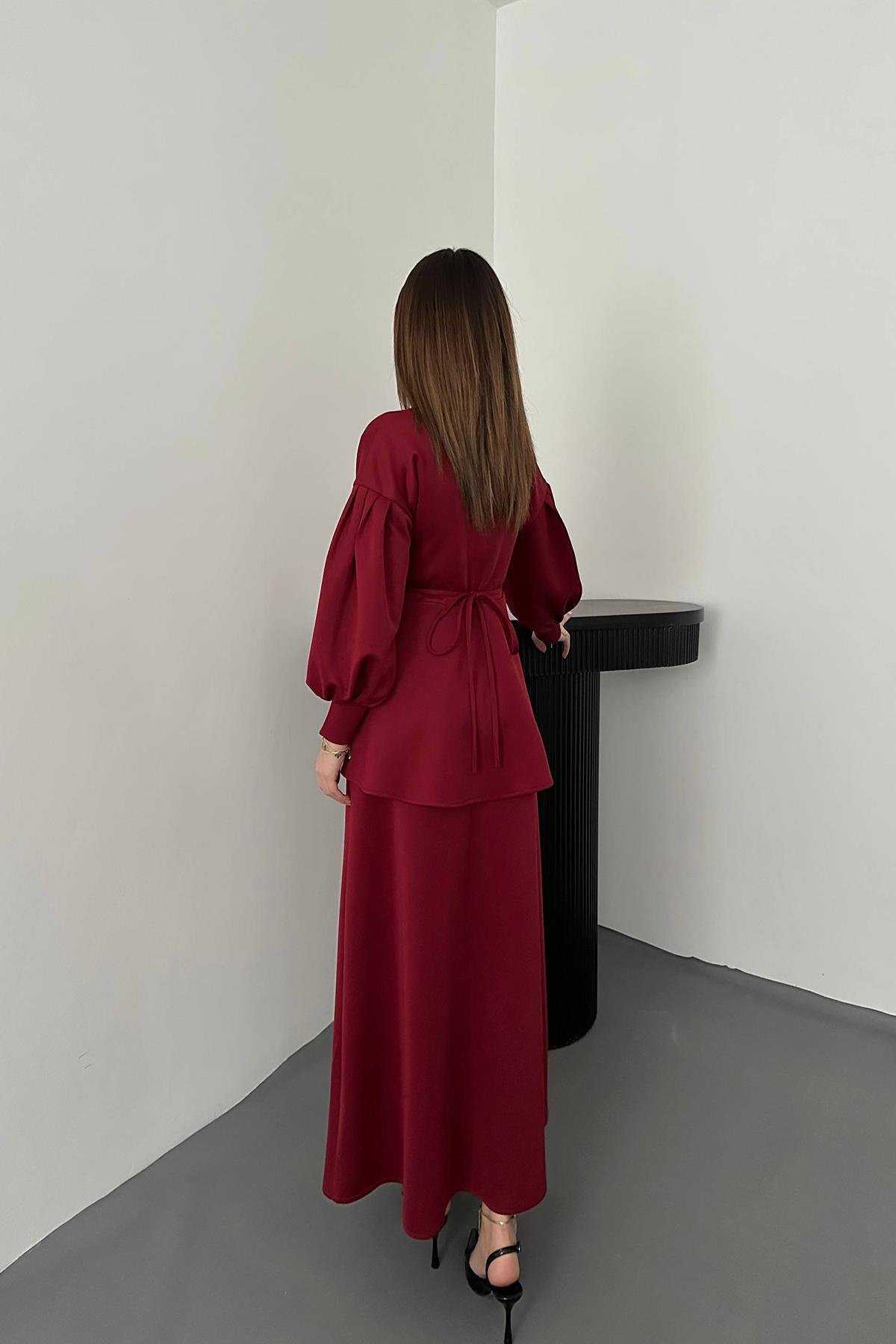 Toptan Bordo Gül Detaylı Takım