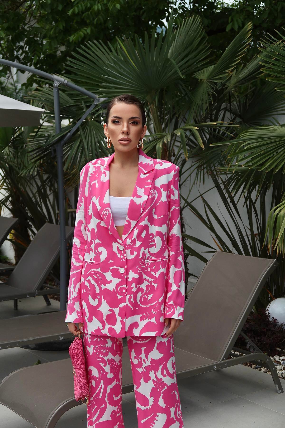 Toptan Fuşya Ceket ve Pantolon Takım