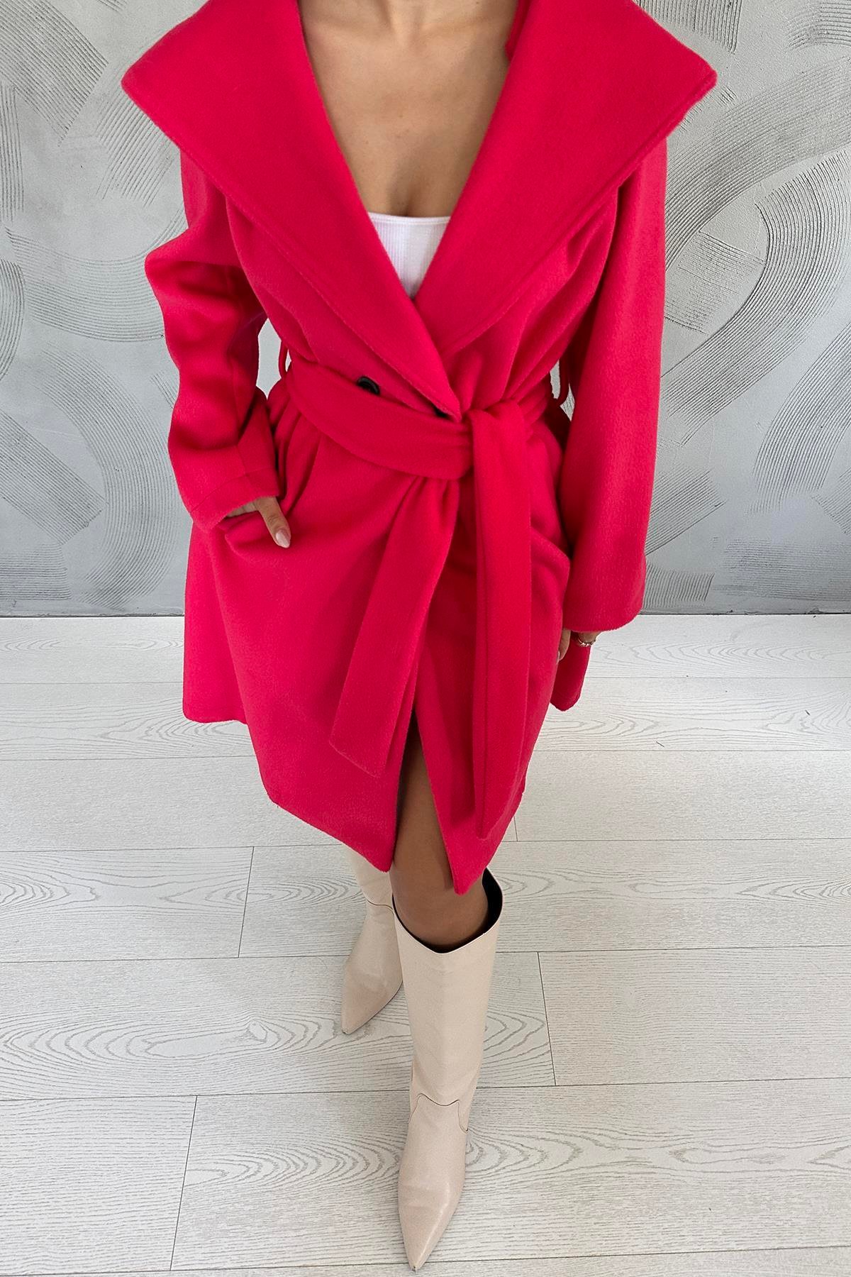 Wholesale Fuchsia Hooded Belted Coat