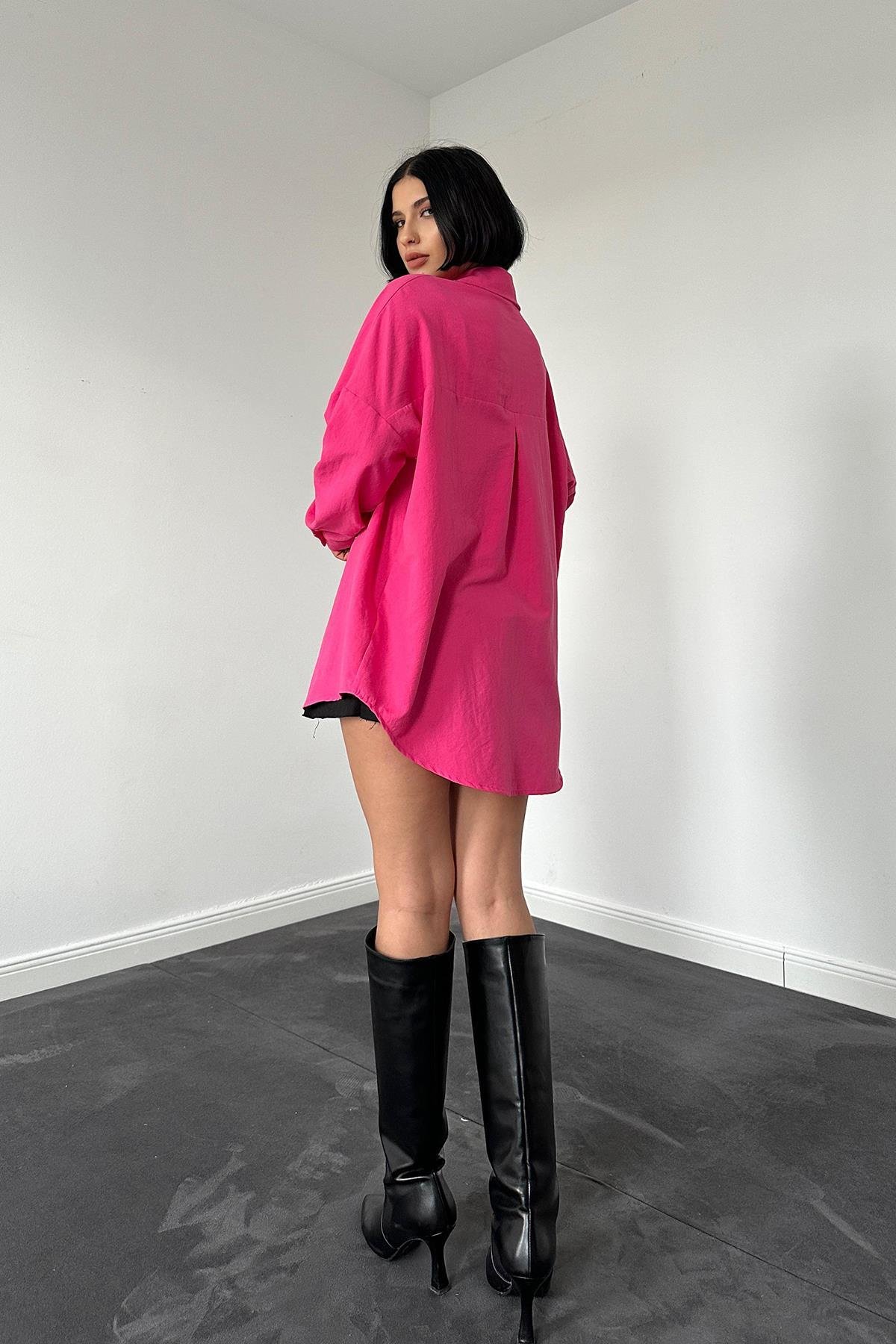 Fuchsia Classic Pattern Hand Embroidered Shirt