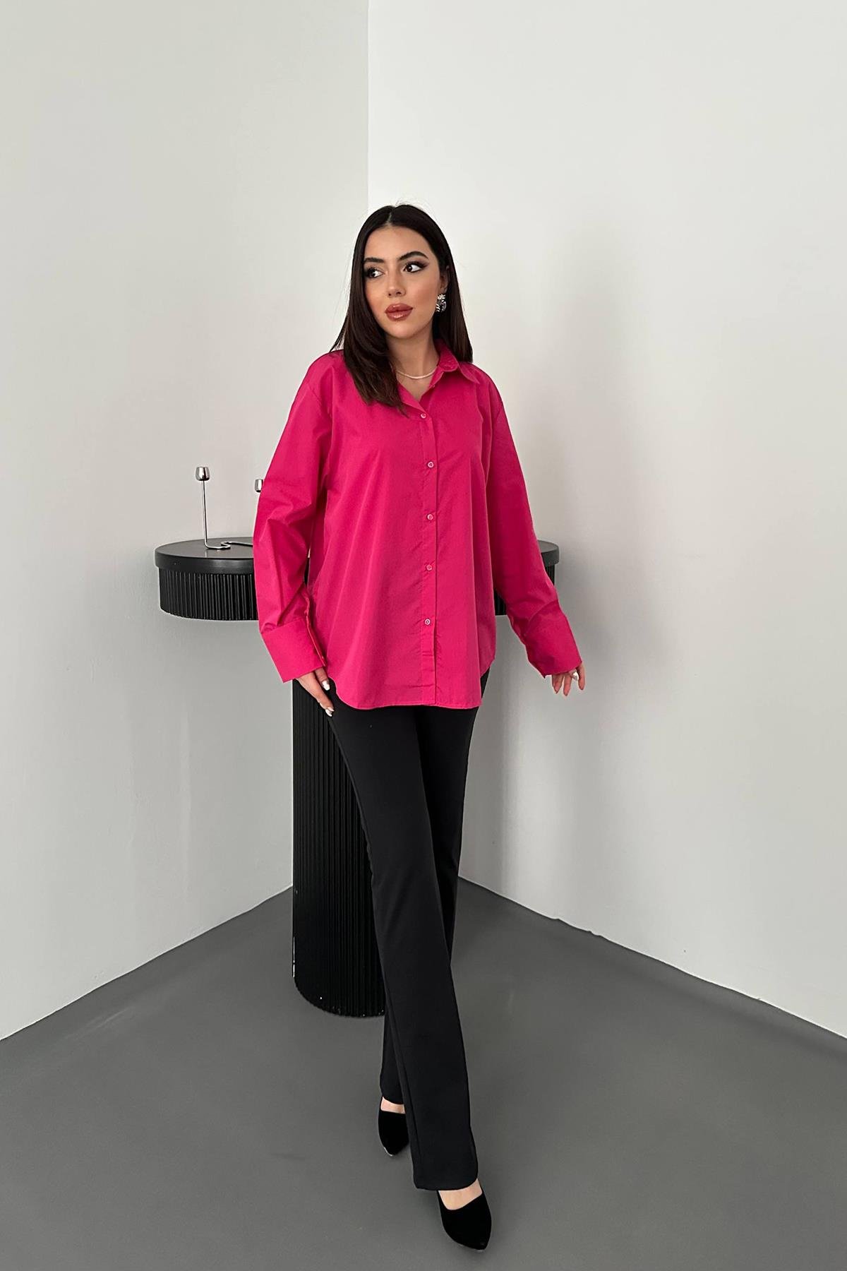 Wholesale Fuchsia Poplin Shirt